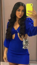 Vestido de Baile Royal Blue com Corte na Cintura para Mulheres Vestido de Festa Y2452