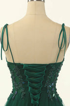 Grünes Tüll-A-Linien-Heimkehrballkleid mit knielangem Saum Partykleid Y1703
