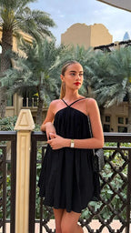 Ärmelloses Casual Trägerkleid Strand Einteiler Halter Schwarzes Kurzes Heimkehrkleid Partykleid Y7108