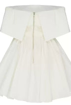 Robe blanche décolletée bustier mini pour bal de promo Robe trapèze S4014