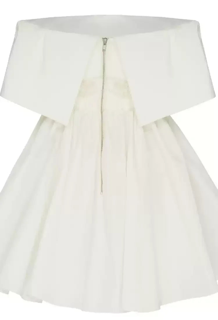 Vestidos Blancos de Tirantes Caídos Mini para el Baile de Regreso a Casa Vestidos Tipo A S4014