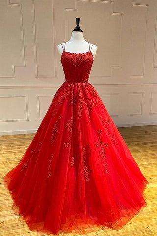 A-Linie Applikationen Ballkleider Spaghettiträger Langes Abendkleid PSK203