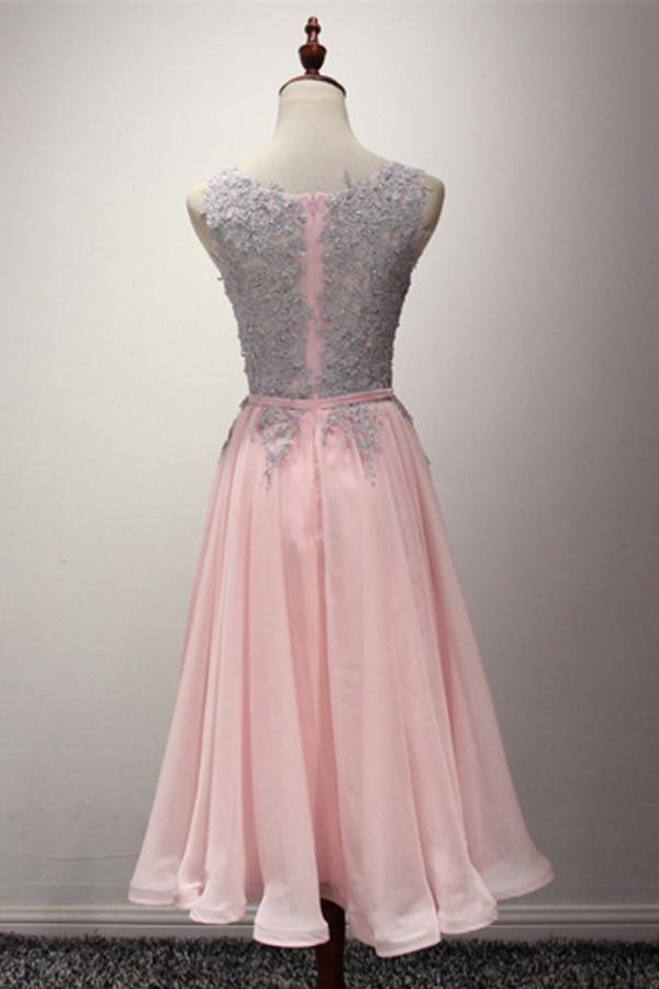 A-Line Appliques Ribbons Scoop Knee-Length Homecoming Dress PG145
