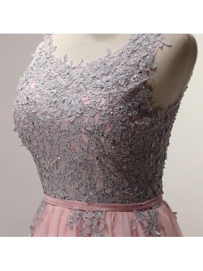 A-Line Appliques Ribbons Scoop Knee-Length Homecoming Dress PG145