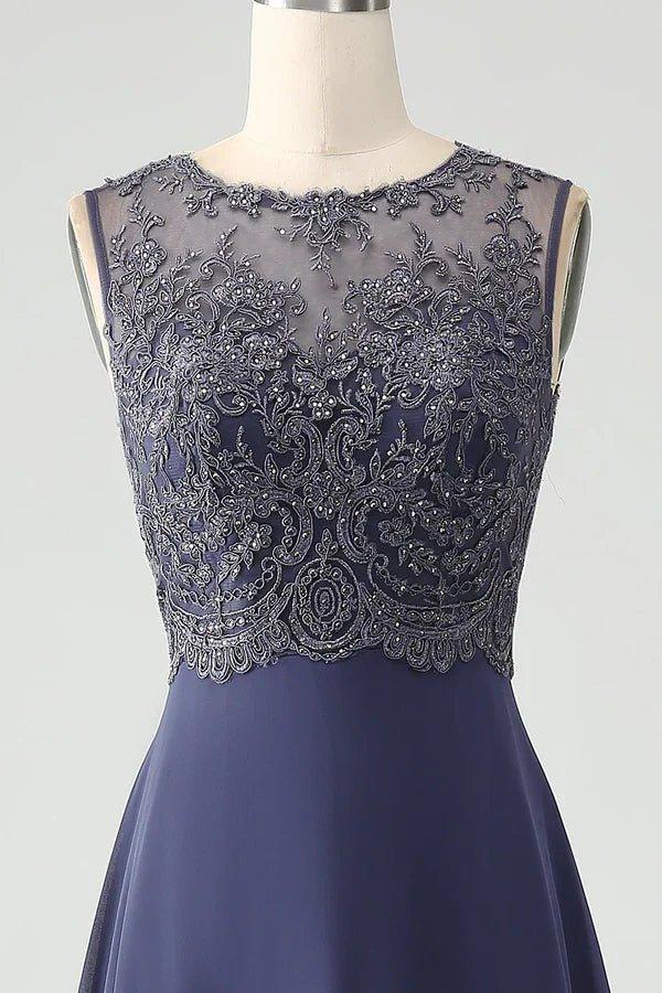 Vestido de mãe da noiva NumberSea A Line com missangas e xaile