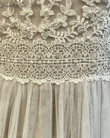 Eine Linie Boho Spitze Mieder Strand Ärmellose Brautkleider für Frauen 2025 Robe Brautkleid Illusion Vestidos De Novia NumberSea