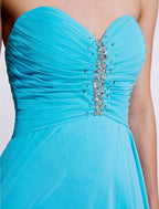 A-Line Bridesmaid Dress Sweetheart Sleeveless Open Back Asymmetrical Chiffon with Ruched / Beading