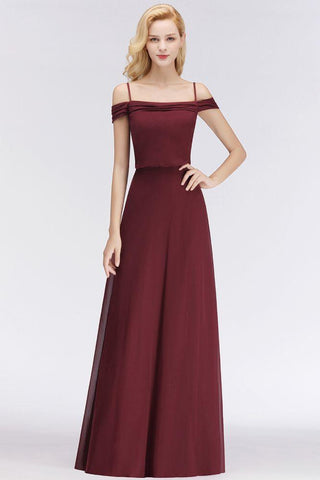 A-Linie Burgunder Brautjungfernkleid Schulterfrei Bodenlang Partykleid