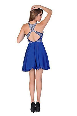 A-Linie Chiffon Blau Homecoming Kleider Kurze Ballkleider PG090