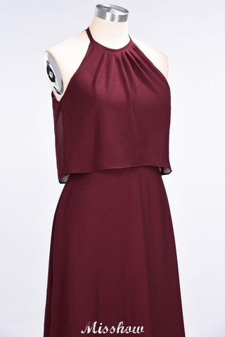 A-Linie Chiffon Juwel Ärmelloses Brautjungfernkleid Bodenlang Formelles Eventkleid
