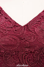 A-line Chiffon Lace V-Neck Sleeveless Floor-Length Bridesmaid Dresses with Ruffles