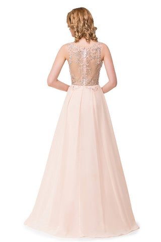 A-Linie Chiffon Pailletten Rundhals Sweep-Länge Ballkleider
