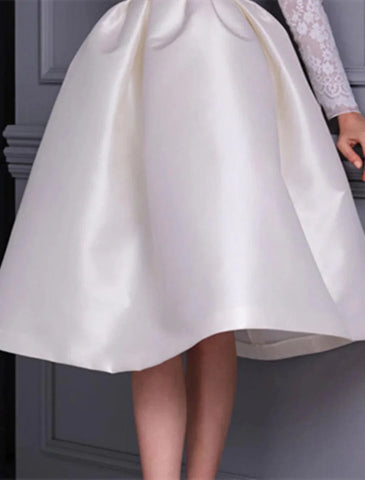 A-Line Cocktail Dresses 1950s Dress Wedding Party Birthday Knee Length Long Sleeve Jewel Neck Fall Wedding Guest Satin with Appliques Splicing