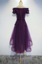Robe de bal asymétrique mignonne violette à ligne A pour le retour à la maison PD202