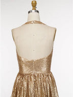 Vestidos de festa verde-escuro com decote em V profundo e corte A, PSK230