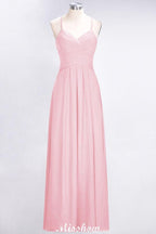 A-Line Halter V-Neck Sleeveless Bridesmaid Dress Ruffles Evening Swing Dress