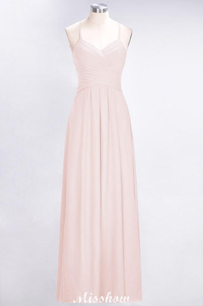 A-Line Halter V-Neck Sleeveless Bridesmaid Dress Ruffles Evening Swing Dress