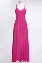 A-Line Halter V-Neck Sleeveless Bridesmaid Dress Ruffles Evening Swing Dress