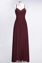 A-Line Halter V-Neck Sleeveless Bridesmaid Dress Ruffles Evening Swing Dress