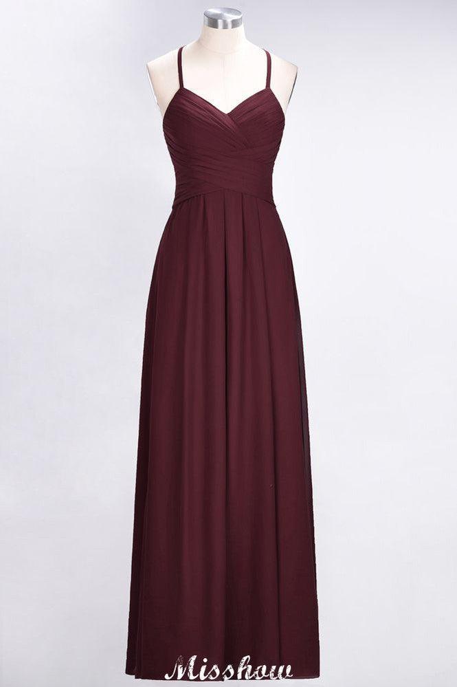 A-Line Halter V-Neck Sleeveless Bridesmaid Dress Ruffles Evening Swing Dress