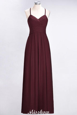 A-Linie Neckholder V-Ausschnitt Ärmelloses Brautjungfernkleid Rüschen Abend Swing Kleid