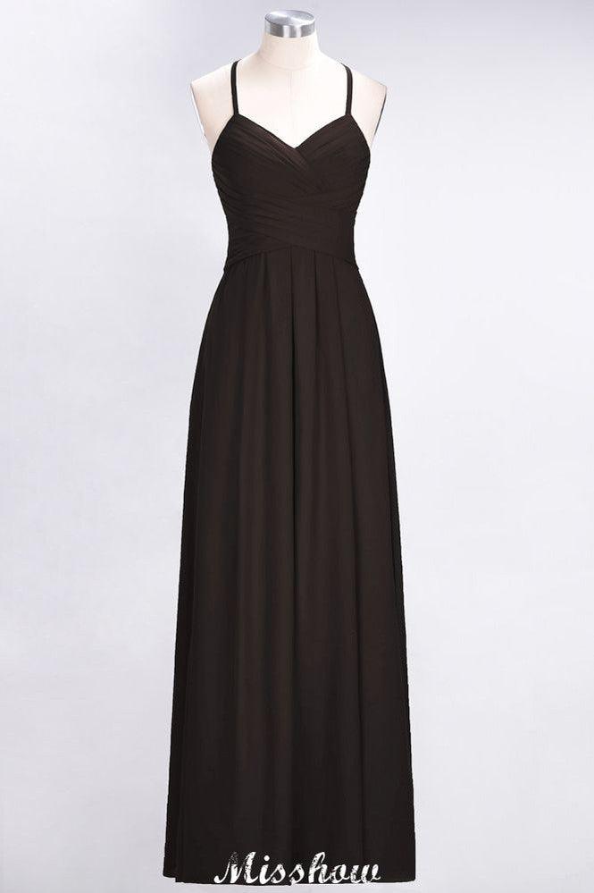 A-Line Halter V-Neck Sleeveless Bridesmaid Dress Ruffles Evening Swing Dress
