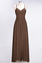 A-Line Halter V-Neck Sleeveless Bridesmaid Dress Ruffles Evening Swing Dress