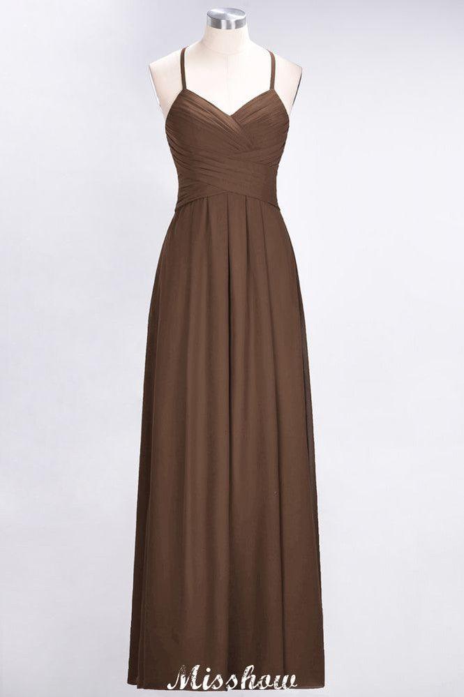 A-Line Halter V-Neck Sleeveless Bridesmaid Dress Ruffles Evening Swing Dress