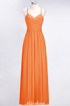 A-Line Halter V-Neck Sleeveless Bridesmaid Dress Ruffles Evening Swing Dress