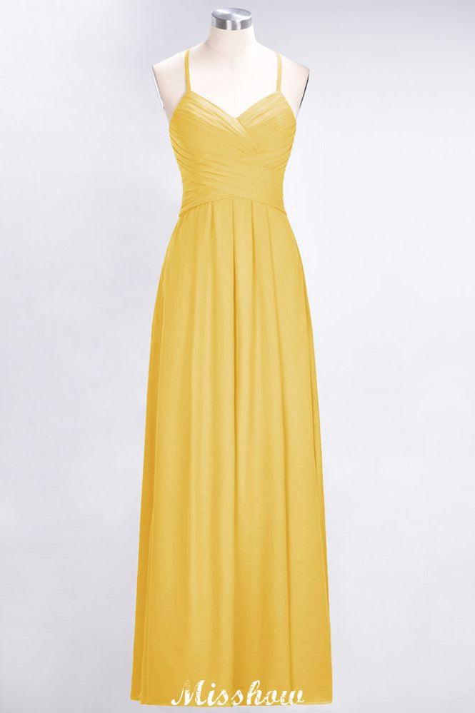 A-Line Halter V-Neck Sleeveless Bridesmaid Dress Ruffles Evening Swing Dress