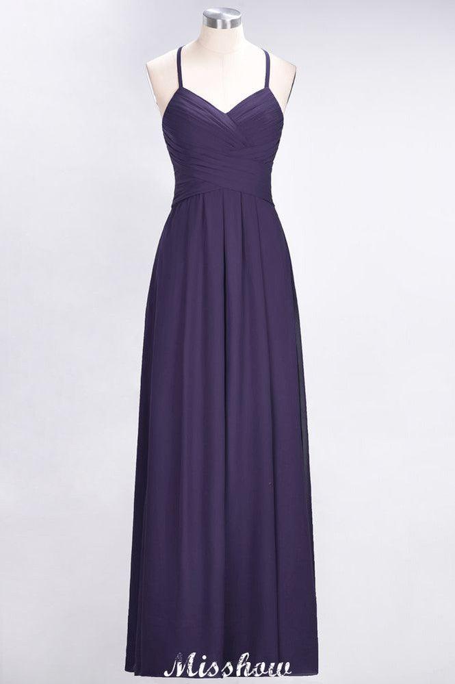 A-Line Halter V-Neck Sleeveless Bridesmaid Dress Ruffles Evening Swing Dress
