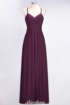 A-Line Halter V-Neck Sleeveless Bridesmaid Dress Ruffles Evening Swing Dress