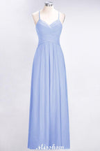 A-Line Halter V-Neck Sleeveless Bridesmaid Dress Ruffles Evening Swing Dress