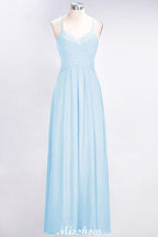 A-Line Halter V-Neck Sleeveless Bridesmaid Dress Ruffles Evening Swing Dress