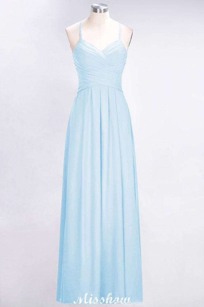A-Line Halter V-Neck Sleeveless Bridesmaid Dress Ruffles Evening Swing Dress