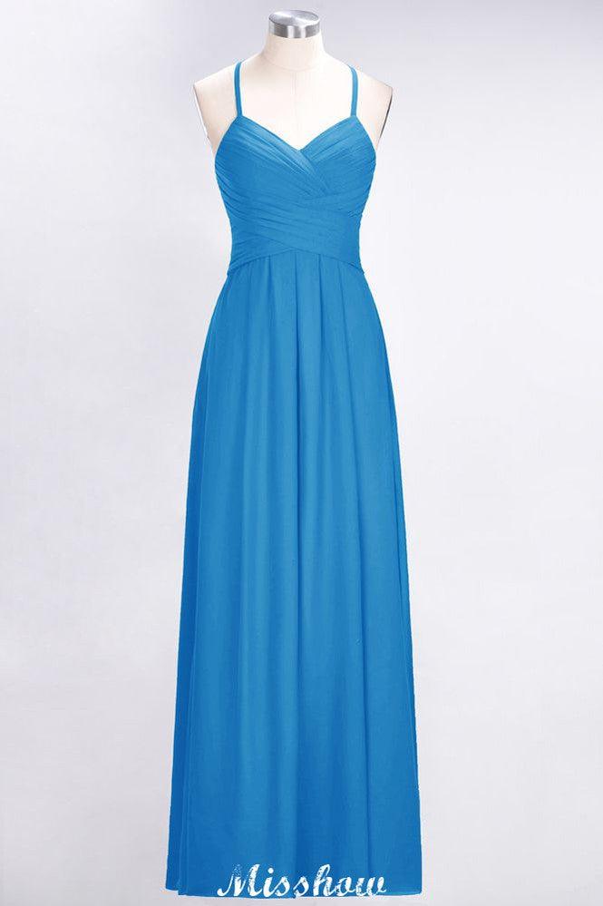 A-Line Halter V-Neck Sleeveless Bridesmaid Dress Ruffles Evening Swing Dress