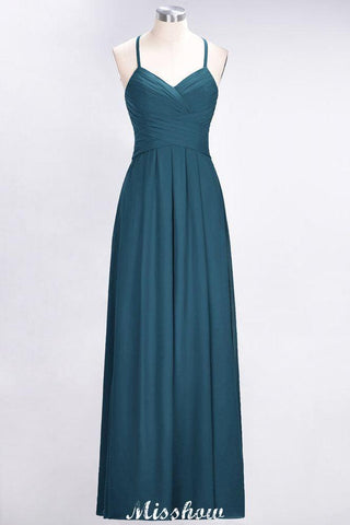 A-Linie Neckholder V-Ausschnitt Ärmelloses Brautjungfernkleid Rüschen Abend Swing Kleid