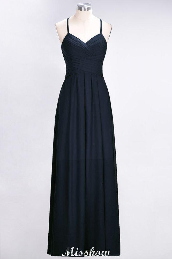A-Line Halter V-Neck Sleeveless Bridesmaid Dress Ruffles Evening Swing Dress