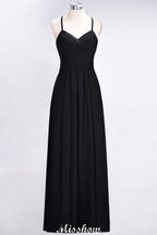 A-Line Halter V-Neck Sleeveless Bridesmaid Dress Ruffles Evening Swing Dress