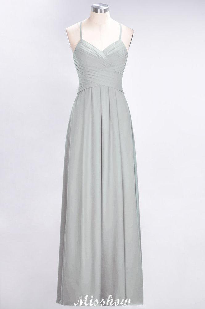 A-Line Halter V-Neck Sleeveless Bridesmaid Dress Ruffles Evening Swing Dress