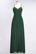 A-Line Halter V-Neck Sleeveless Bridesmaid Dress Ruffles Evening Swing Dress