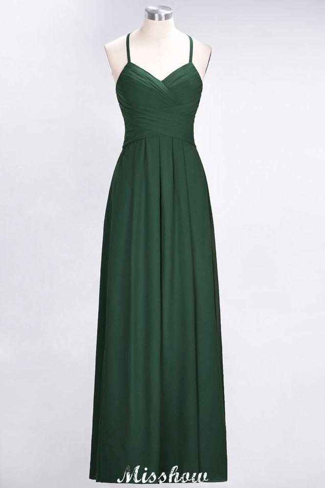 A-Line Halter V-Neck Sleeveless Bridesmaid Dress Ruffles Evening Swing Dress