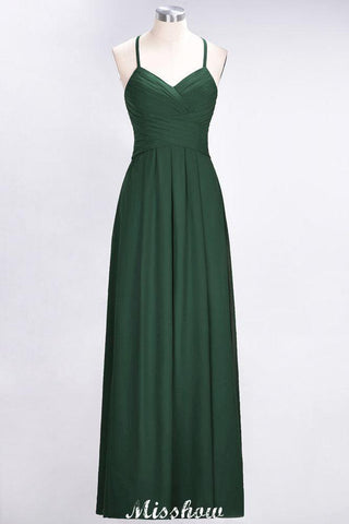 A-Linie Neckholder V-Ausschnitt Ärmelloses Brautjungfernkleid Rüschen Abend Swing Kleid