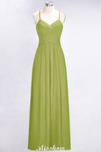 A-Line Halter V-Neck Sleeveless Bridesmaid Dress Ruffles Evening Swing Dress