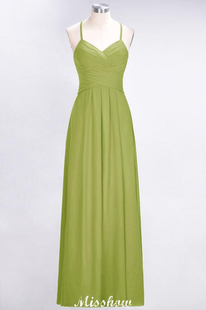 A-Line Halter V-Neck Sleeveless Bridesmaid Dress Ruffles Evening Swing Dress