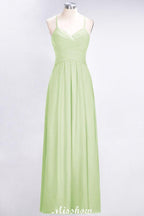 A-Line Halter V-Neck Sleeveless Bridesmaid Dress Ruffles Evening Swing Dress