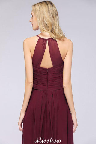 A-Linie Neckholder V-Ausschnitt Ärmelloses Brautjungfernkleid Rüschen Abend Swing Kleid