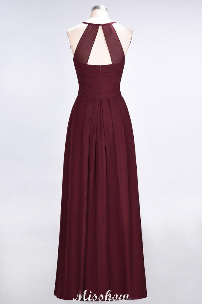 A-Line Halter V-Neck Sleeveless Bridesmaid Dress Ruffles Evening Swing Dress