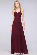 A-Line Halter V-Neck Sleeveless Bridesmaid Dress Ruffles Evening Swing Dress