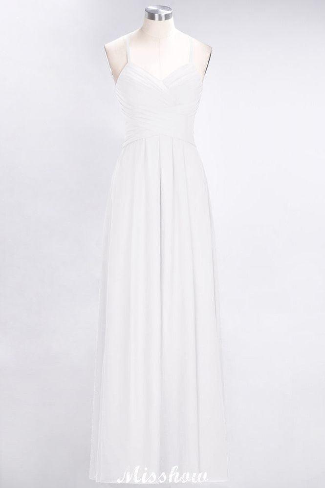 A-Line Halter V-Neck Sleeveless Bridesmaid Dress Ruffles Evening Swing Dress